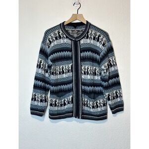 Arconi Womens Alpaca Cardigan Size S/M Blue Full Zip Pockets Soft